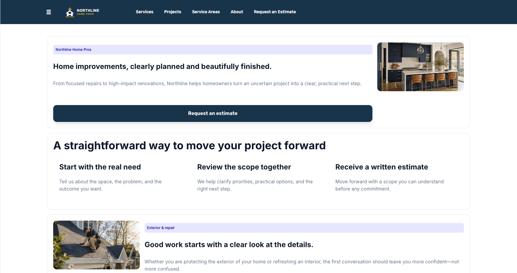 Preview of the Contractor & home services website foundation
