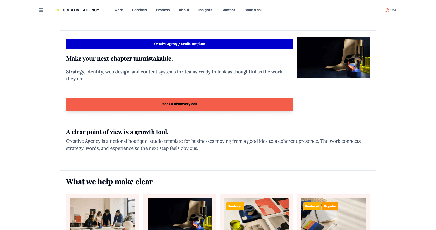 Preview of the Creative-agency website foundation