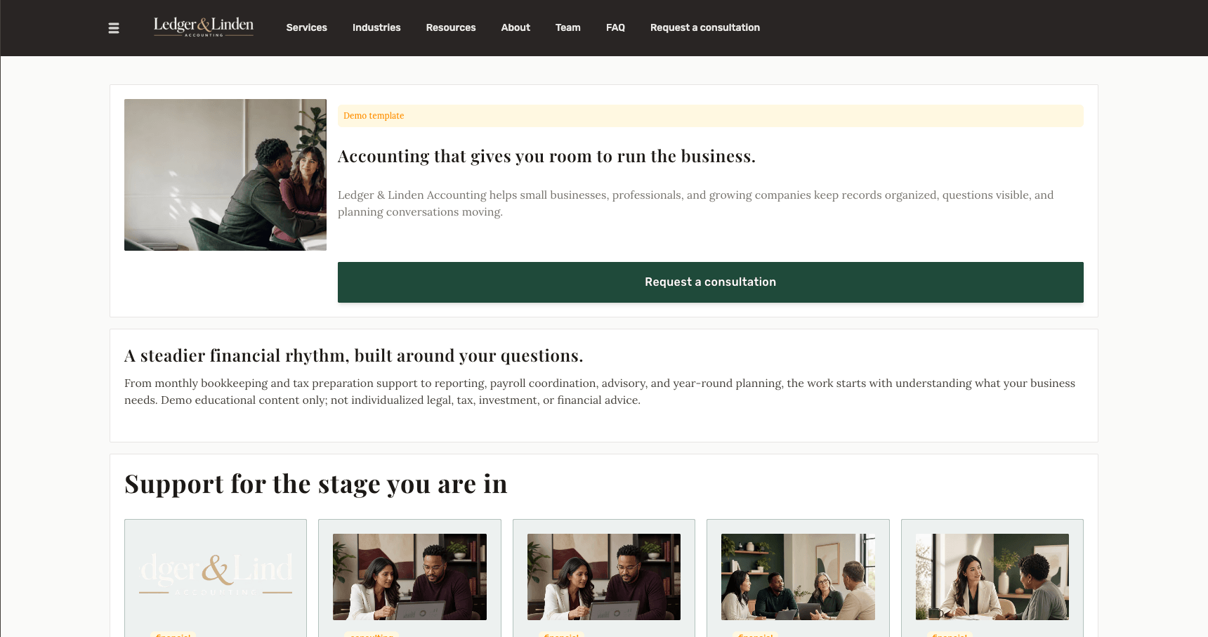 Preview of the Accounting firm website foundation