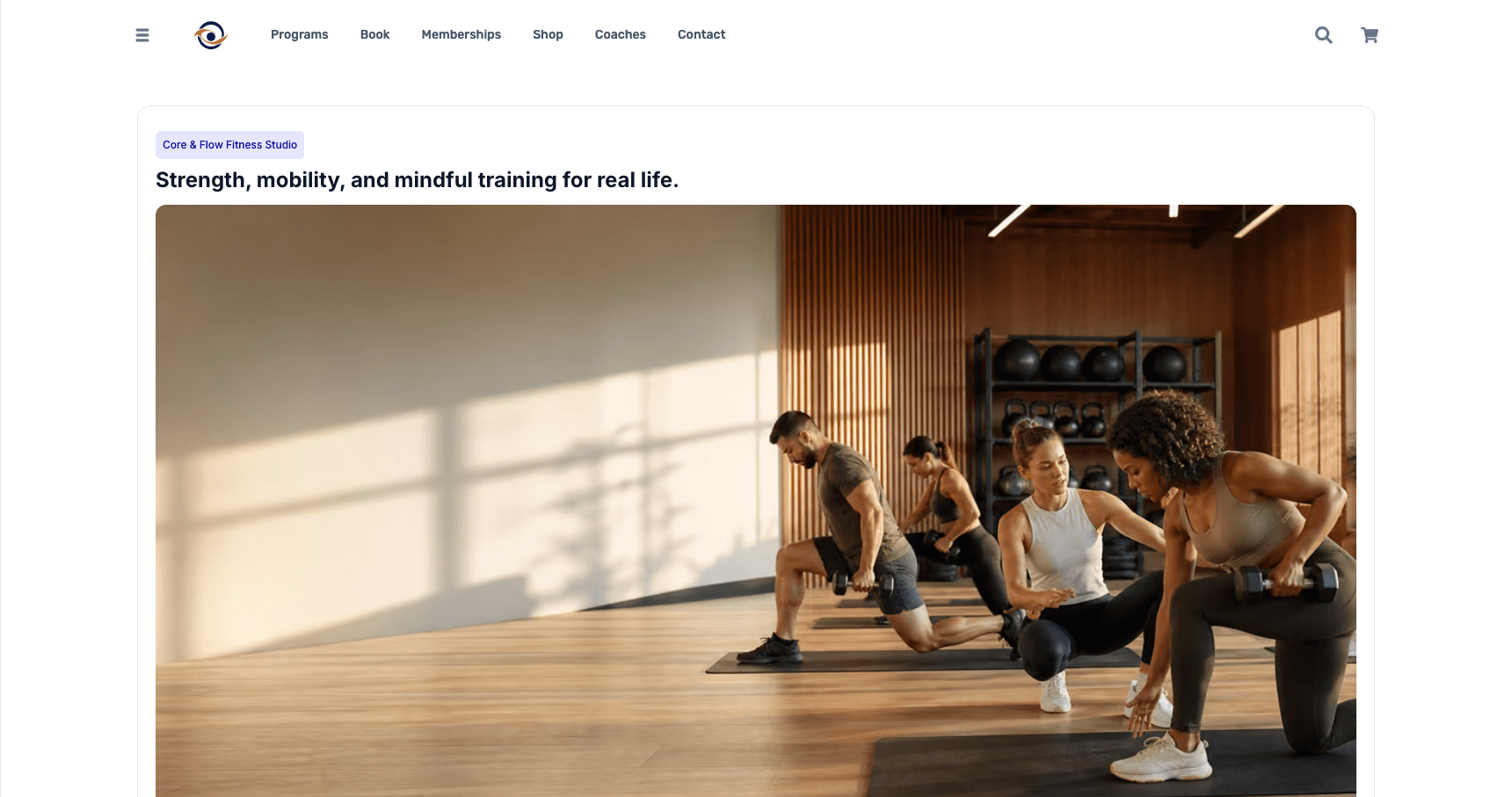 Preview of the Fitness studio website foundation