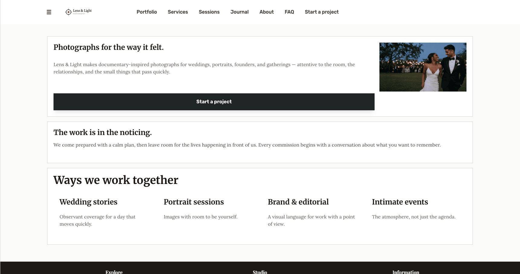 Preview of the Photography website foundation