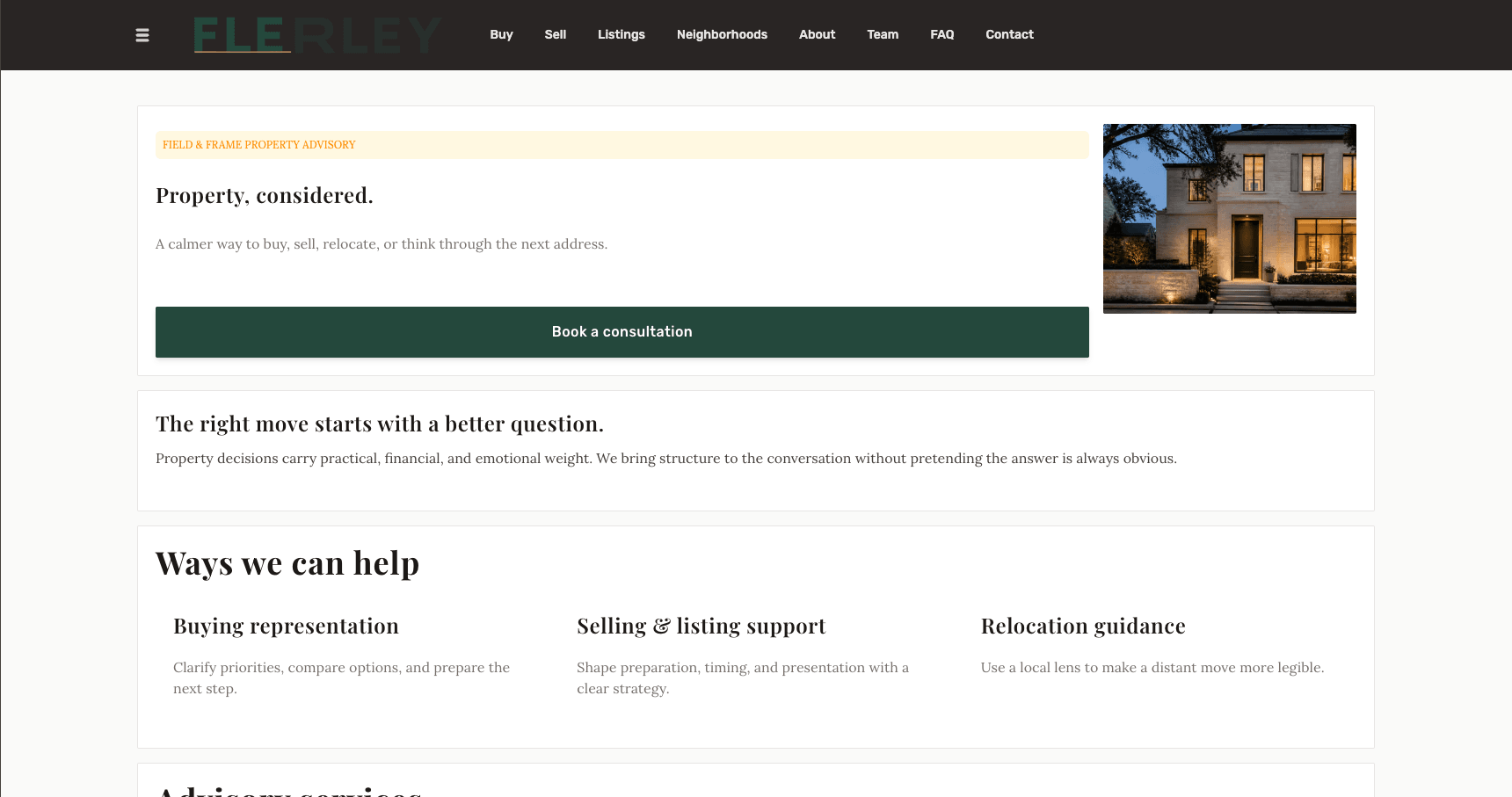Preview of the Real-estate website foundation