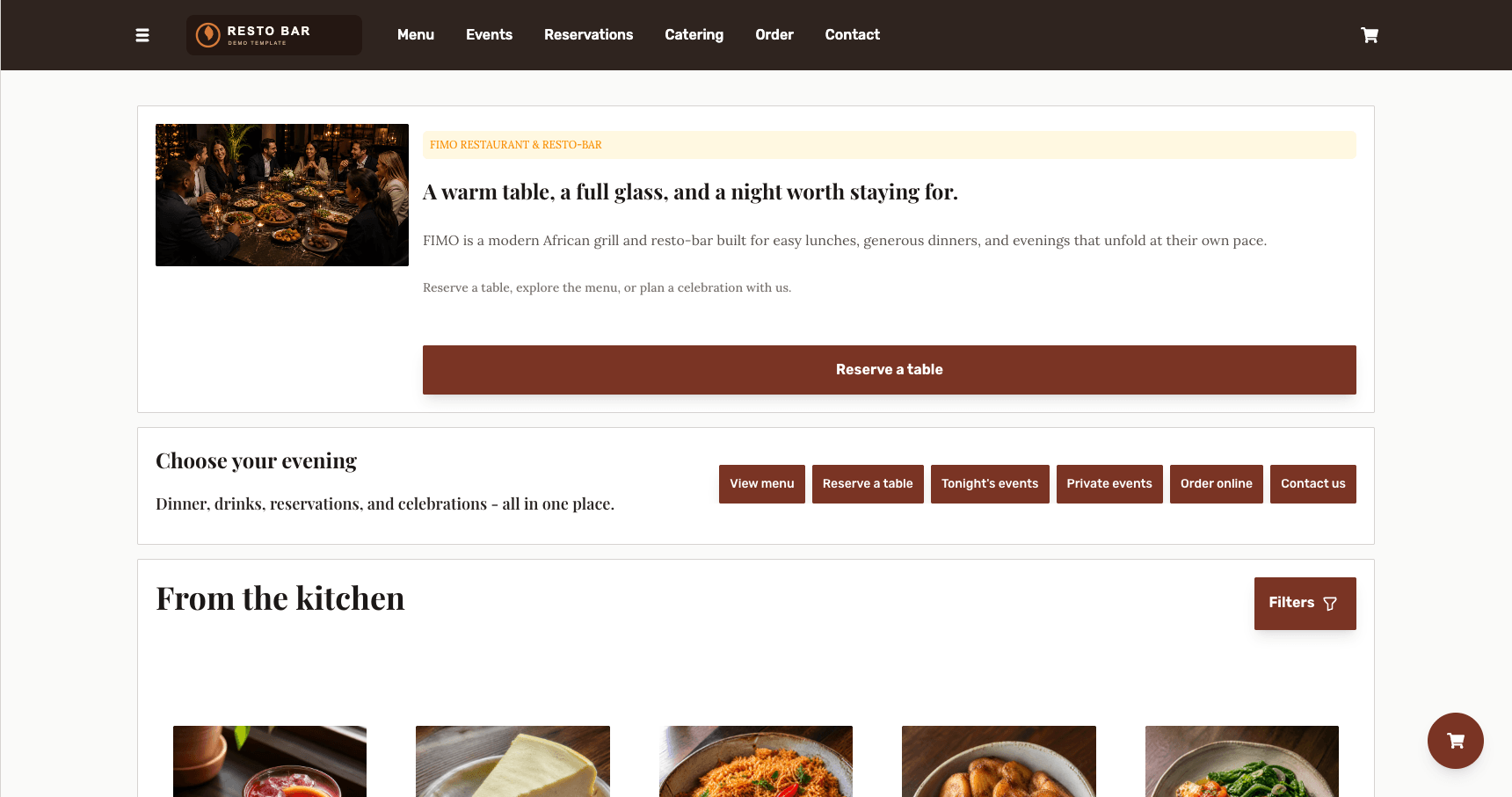 Preview of the Restaurant website foundation